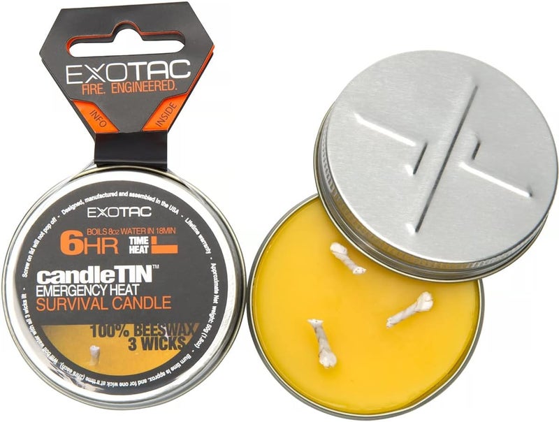 EXOTAC candleTIN Small Hot Burn Beeswax Candle for Emergency Survival - Image 1